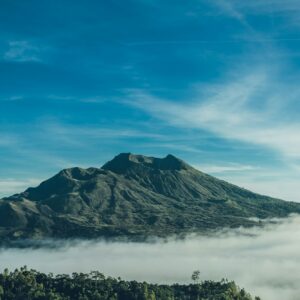 Batur volcano and Agung mountain from Kintamani, Bali, Indonesia